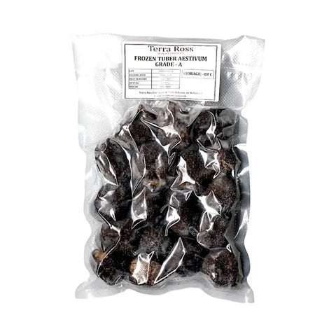 Bag of frozen summer truffles Tuber Aestivum A-grade for gourmet cooking