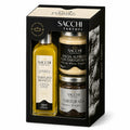 Coffret cadeau Gourmet Trio contenant de la Tartufata, de la sauce Alfredo à la truffe blanche et de l’huile d’olive aromatisée à la truffe blanche